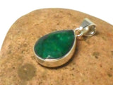 Green Teardrop shaped EMERALD Sterling Silver 925 Gemstone Pendant