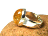 Oval Citrine Sterling Silver 925 Gemstone Ring - Size S