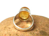 Oval Citrine Sterling Silver 925 Gemstone Ring - Size S