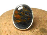 Grade 'A' Oval Pietersite Sterling Silver 925 Gemstone Ring - Size: R