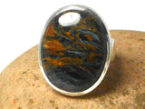 Grade 'A' Oval Pietersite Sterling Silver 925 Gemstone Ring - Size: R