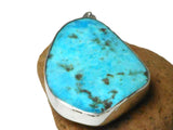 Large Blue Tibetan TURQUOISE Sterling Silver 925 Gemstone Pendant