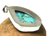 Large Blue Tibetan TURQUOISE Sterling Silver 925 Gemstone Pendant