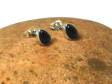 Pear Shaped Black ONYX Sterling Silver Stud Earrings 925 - 5 x 7 mm