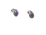 Purple AMETHYST pear shaped Sterling Silver Stud Earrings 925 - 5 x 7 mm
