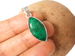 Green Marquise  EMERALD Sterling Silver 925 Gemstone Pendant
