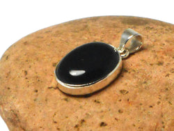 Oval Shaped Black ONYX Sterling Silver 925 Gemstone Pendant