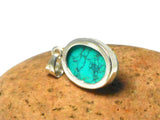 Blue Oval TURQUOISE Sterling Silver 925 Gemstone Pendant