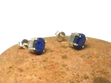 Blue Women's Oval SAPPHIRE Sterling Silver Stud Earrings 925 - 5 x 7 mm