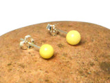 Yellow Butterscotch AMBER Sterling Silver Gemstone Stud Earrings 925 - 6 mm