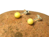 Yellow Butterscotch AMBER Sterling Silver Gemstone Stud Earrings 925 - 6 mm