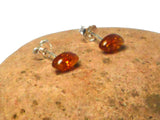 Marquise Shaped AMBER Sterling Silver Gemstone Stud Earrings 925  - 5 x 9 mm