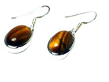 TIGER'S EYE Sterling Silver 925 Gemstone Oval Earrings - (TEE0806171)