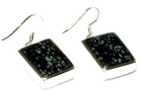 Chunky Snowflake OBSIDIAN Sterling Silver 925 Gemstone Earrings