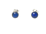 Round Blue LAPIS LAZULI Sterling Silver Stud Earrings 925 - 6 mm
