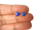 Round Blue LAPIS LAZULI Sterling Silver Stud Earrings 925 - 6 mm 