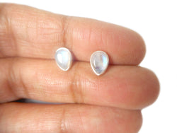 MOONSTONE Pear Shaped Sterling Silver Gemstone Ear Studs 925 