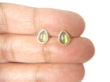 Green pear shaped PERIDOT Sterling Silver 925 Gemstone Stud Earrings - 5 x 7 mm