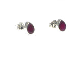 RUBY pear shaped Sterling Silver 925 Gemstone Stud Earrings - 5 x 7 mm