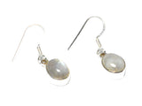 Oval MOONSTONE Sterling Silver Gemstone Earrings 925 - (MSE1306171)