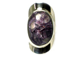 CHAROITE Sterling Silver 925 Oval Gemstone Ring - Size: O (CHR2505172)