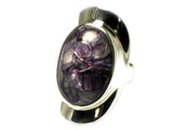 CHAROITE Sterling Silver 925 Oval Gemstone Ring - Size: O