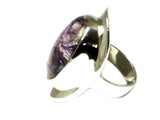 CHAROITE Sterling Silver 925 Oval Gemstone Ring - Size: O (CHR2505172)