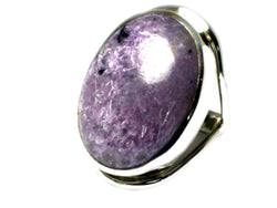 CHAROITE Sterling Silver 925 Oval Gemstone Ring - Size: Q