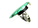 Tibetan TURQUOISE Sterling Silver 925 Oval Gemstone Ring - Size P - (TTR2107172)