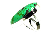 Oval Shaped Tibetan TURQUOISE Sterling Silver 925 Gemstone Ring - Size P - (TTR2505172)