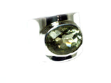 Green AMETHYST Sterling Silver 925 Oval Ring - Size O - (GAMR2505171)