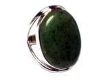 Green AVENTURINE Sterling Silver 925 Oval Gemstone Ring - Size: O - (GAVR2505171)