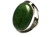Green AVENTURINE Sterling Silver 925 Oval Gemstone Ring - Size: O