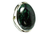 AZURITE / Haematite Sterling Silver Oval Ring - Size N
