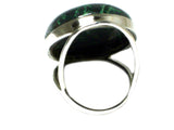 AZURITE / Haematite Sterling Silver Oval Ring - Size N - (AZR2505171)