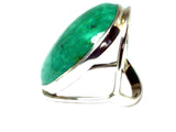 Tibetan TURQUOISE Sterling Silver 925 Oval Gemstone Ring - Size Q - (TTR0806171)