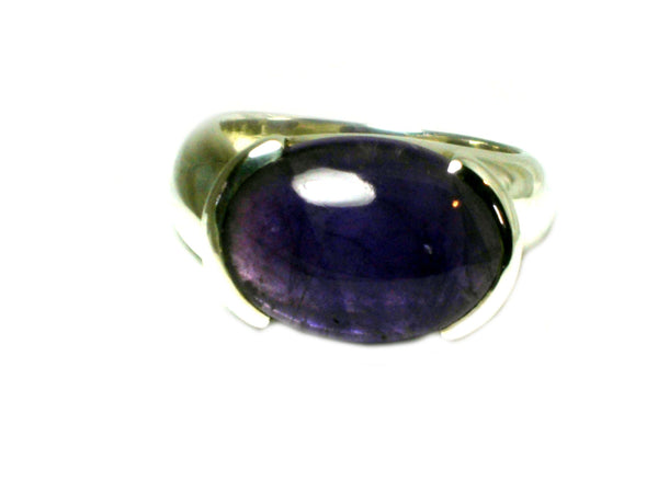 AMETHYST Sterling Silver 925 Oval Gemstone Ring (Size S)