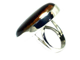 TIGERS EYE Sterling Silver 925 Oval Gemstone Ring (Size O) - (TER1306171)