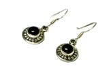 Round Black Onyx Sterling Silver Gemstone Drop Dangle Earrings 925