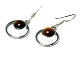 TIGER'S EYE Sterling Silver 925 Gemstone Earrings - (TEE3005141)