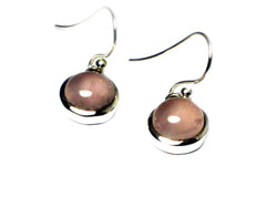 Rose Quartz Sterling Silver 925 Gemstone Round Drop Earrings 