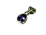 Small Purple Oval AMETHYST Sterling Silver 925 Gemstone Pendant