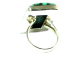 Rectangular Shaped Tibetan TURQUOISE Sterling Silver 925 Gemstone Ring - Size O - (TTR2107171)