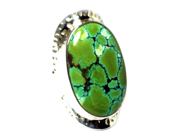 Tibetan TURQUOISE Sterling Silver 925 Oval Gemstone Ring - Size N