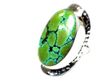 Tibetan TURQUOISE Sterling Silver 925 Oval Gemstone Ring - Size N - (TTR2107174)