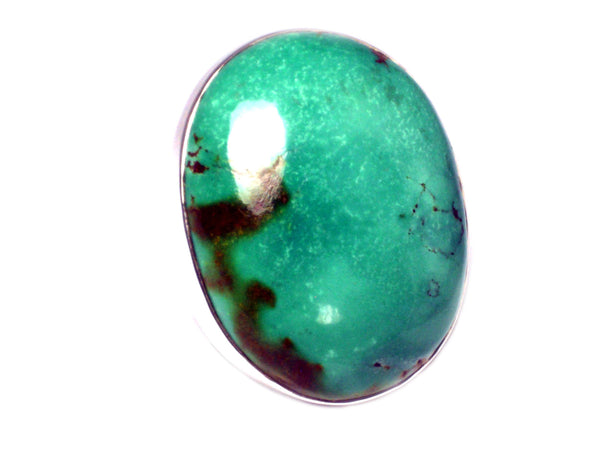 Tibetan TURQUOISE Sterling Silver 925 Oval Gemstone Ring - Size Q