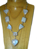 Chunky MOONSTONE Sterling Silver 925 Gemstone Necklace - (MSNL1807171)