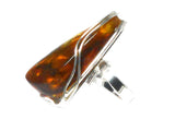 Large Adjustable  AMBER Sterling Silver 925 Gemstone Ring - (ABR0507171)