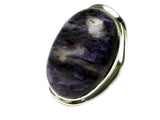 CHAROITE Sterling Silver 925 Oval Gemstone Ring - Size: Q (CHR2305171)