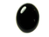 Black ONYX Sterling Silver 925 Oval Gemstone Ring (Size P) 